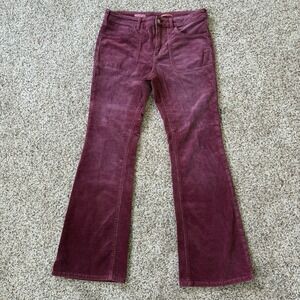 Pilcro Anthropologie Icon Corduroy Pants Women's Size 30 Burgundy Wine Stretch